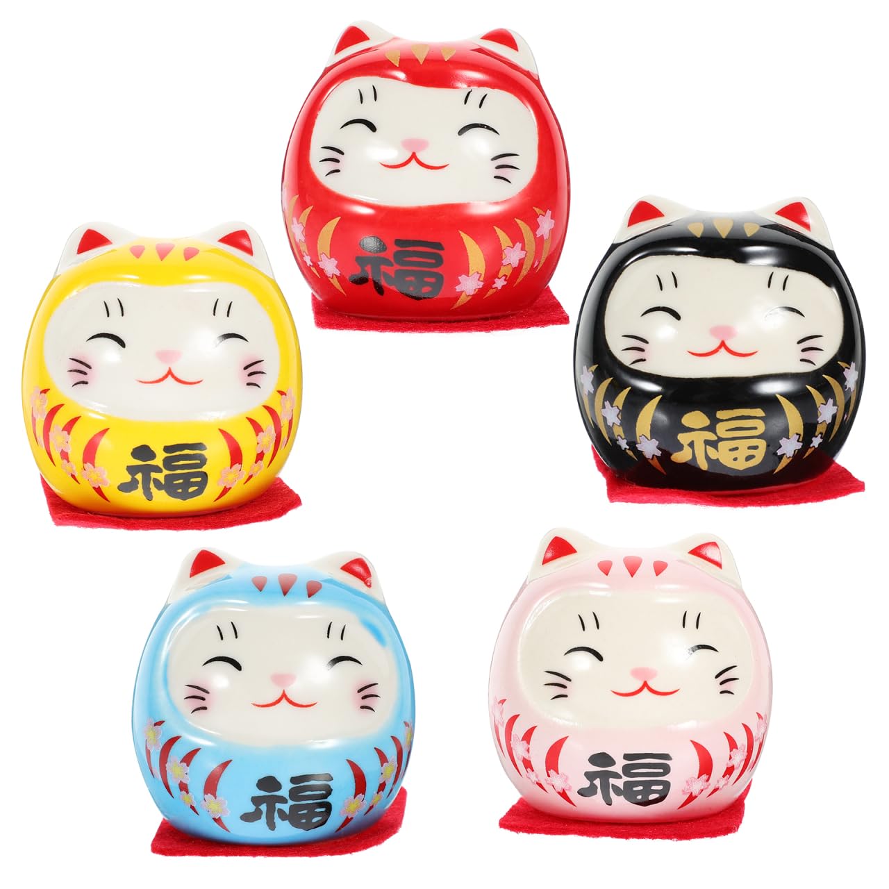 

NUOLUX Ceramic Daruma 5 5 Mini Daruma Stylish and Car Decorative Traditional Auspicious 5x4x4cm Ornaments, Pieces, Colors, Dolls, Japanese-Style