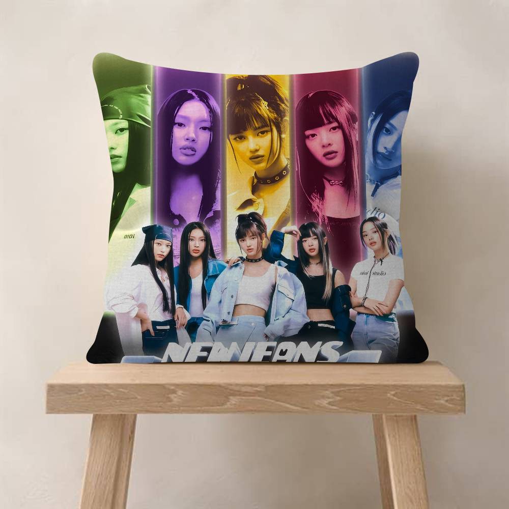 Kpop Singer N-New Jeans Office Cushion Pillowcase Car Cushion Cover45X45CM Lumbar Pillowcase Sofa Pillowcover