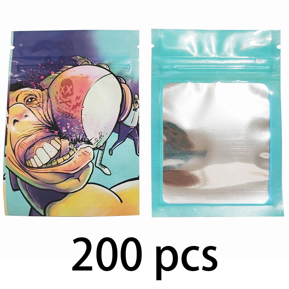 200 pcs Foil Plastic Bags Baggie Pouch Waterproof Jewelry Coffee Bean Candy 7x10M Portable Ziplock Storage Bag Various Patterns