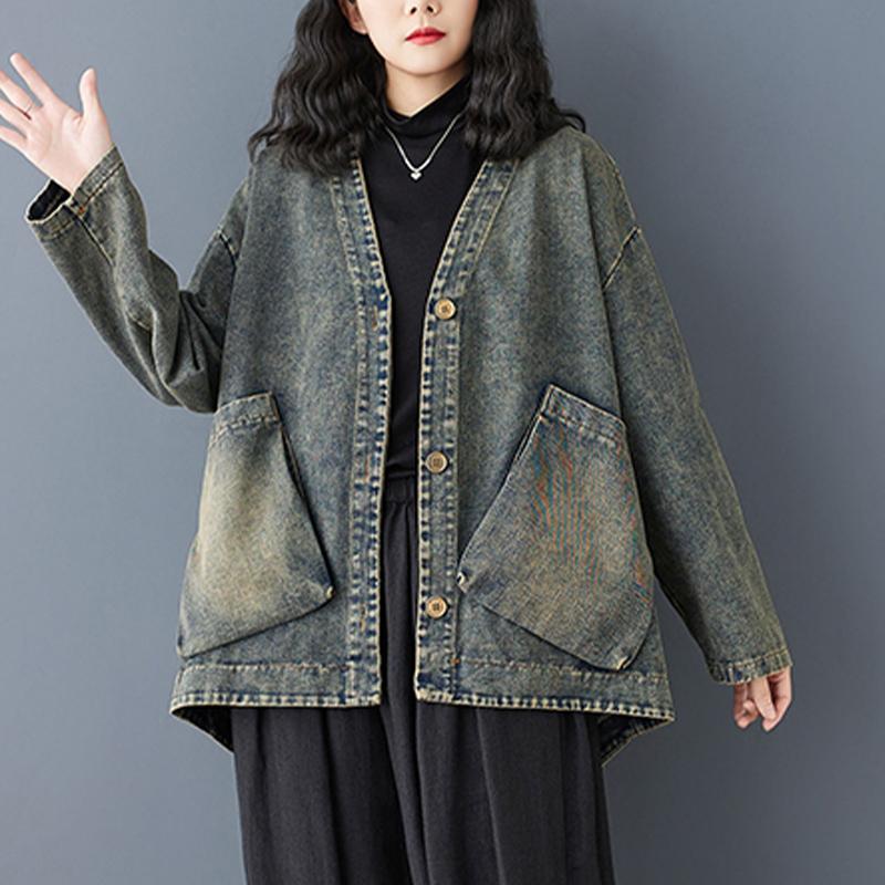Autumn Women Classic Vintage Oversized Denim Outerwear Females Fashion Loose Jackets Leisure Luxury Coats