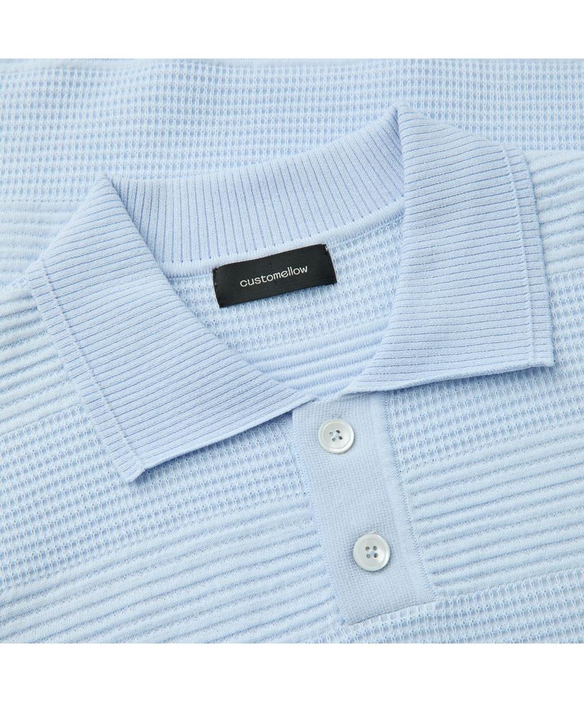 Keoseuuteommellou Blue Stripes Textured Collar Sweater Cwwam26411Bux