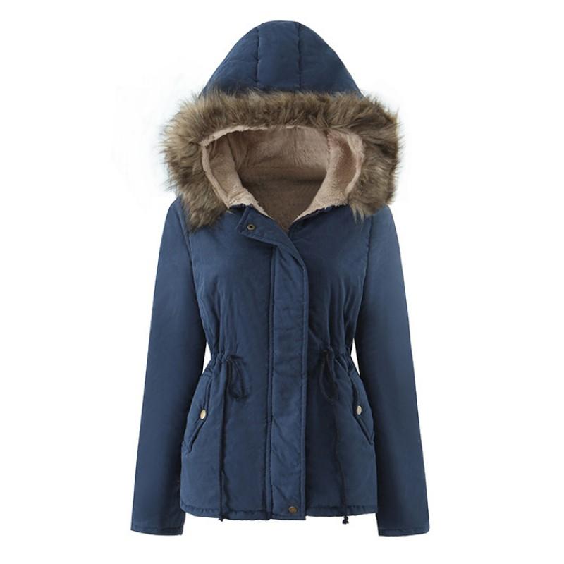 Womens Winter Hooded Puffer Coat Warm Casual Thick Fleece Lined Cotton Jacket