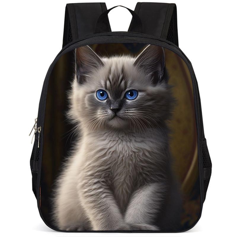 Adorable Cat 15-inch Large Capacity School Backpack Lightweight Oxford Fabric