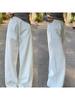 American Retro Women's Floor-Length Straight-Leg Sweatpants, 175-180 Tall, Loose Fit with Slimming Effect for Spring/Autumn.
