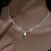 Classic Simple Shiny Double Layer Pendant Cross Pendant Necklace for Women Charm Pearl Collarbone Chain Jewelry Accessory Gift