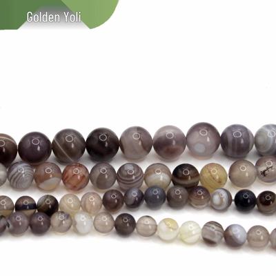 Striped Chalcedony Coffee Stone Beads: Round Strands for DIY Jewelry & Bracelet Making