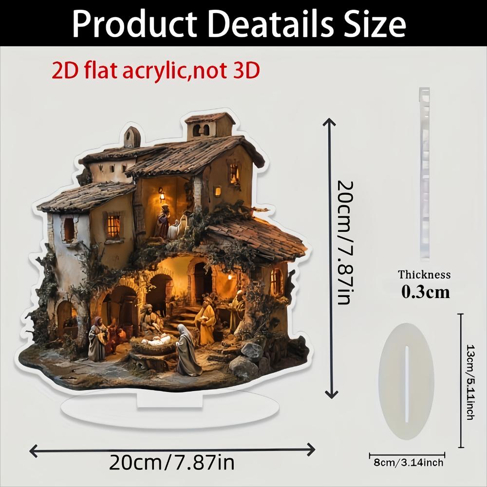 Nativity Scene, Bohemian Style, 2D Flat Acrylic, Desktop Decoration, for Living Room, Office, Gifts, Christmas, Easter, Halloween