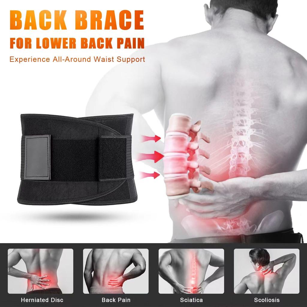 Lumbar Back Belt with Waist Pad Adjustable Breathable Waist Trainer Anti-skid Spine Lumbar Support Belt Lower Back Stress Relief