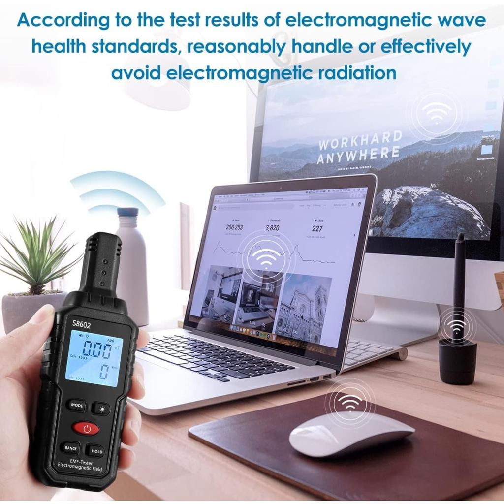 3 in 1 EMF Meter Professional, EMF Reader, Electromagnetic Radiation Detector Portable EMF Meter with Sound Light Alarm Digital LCD EMF Tester