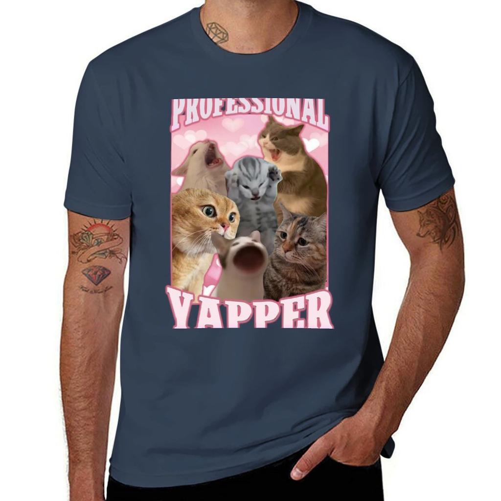 professional yapper funny cat meme TShirt Festival Short Sleeve TShirt