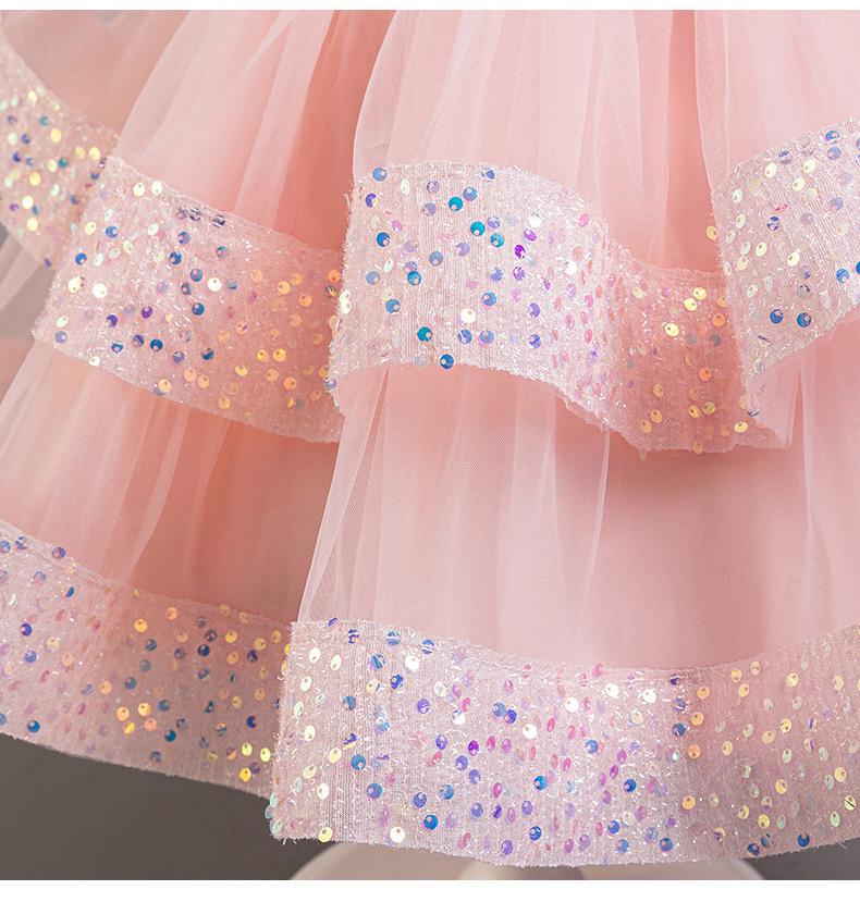 Sequin Fluffy Mesh Princess Dress for Baby Girls - One-Year-Old Banquet/Evening Attire