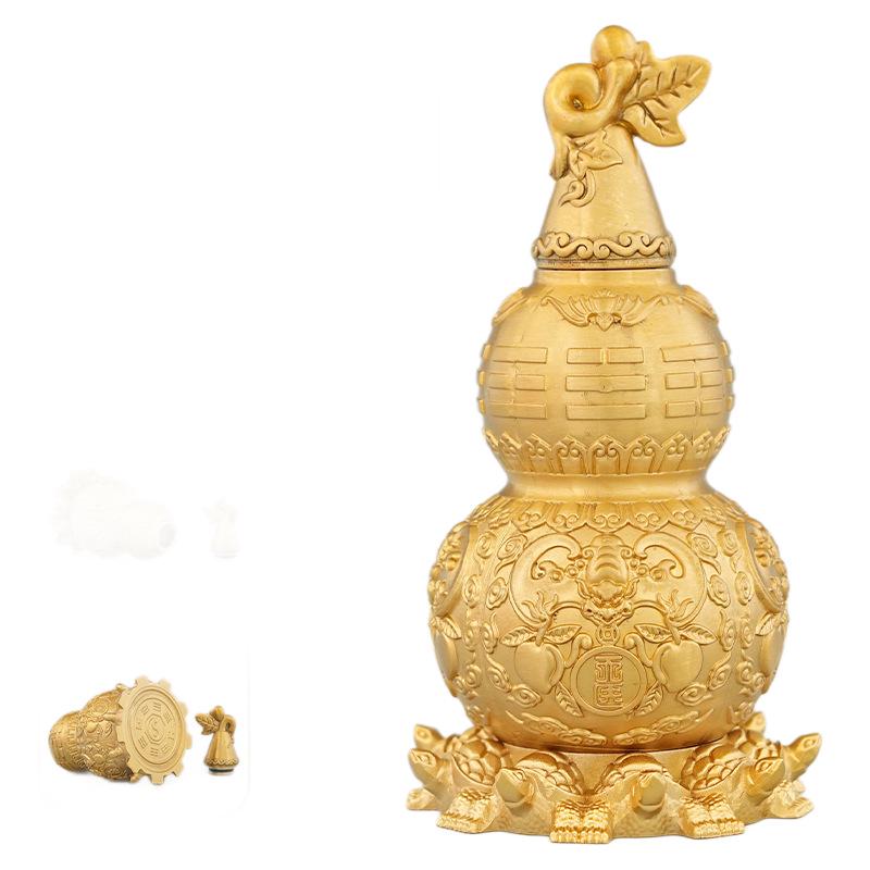 Brass Nine-Turtle Copper Gourd Bagua Desktop Decoration Ornament