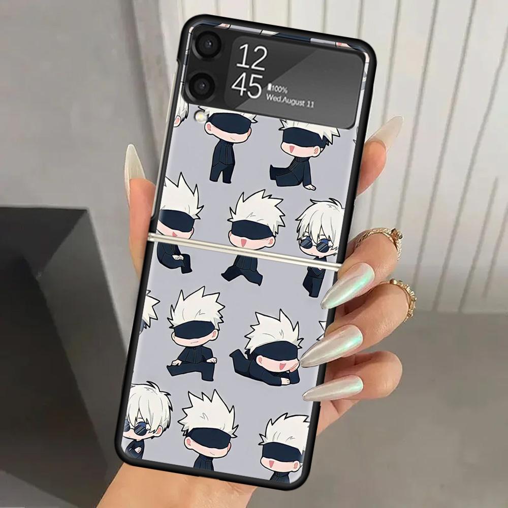 Jujutsus Gojo Satoru Harte PC-Handyhülle Für Samsung Galaxy Z Flip 6 5 4 3 Schwarze Hülle ZFlip6 Flip5 Flip4 5G Faltbare Print-Hüllen