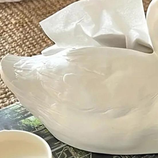 White Duck Tissue Box Cover Cute Duck Tissue Dispenser Open Bottom Decorative Tissue Holder for Home Living Room Farmhouse Decor