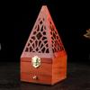 Handmade Scented Diffuser Wood Box Pyramid Shape Fragrant Ornament with Drawer For Home Decoration