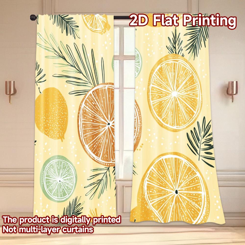 Set Of 2 Flat Printing Curtains Without Rod Fruit Leaf Design Valentine Is Day Festival Creative Durable Curtain Made Polyester