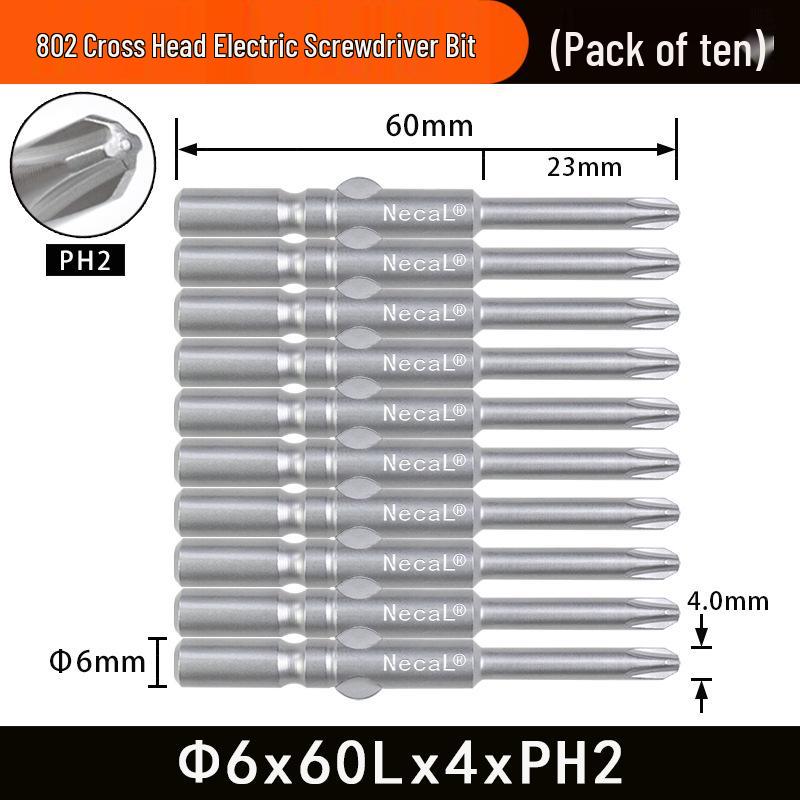 Nigao 802 Magnetic S2 Steel Electric Screwdriver Bit, 6mm, 60/80mm Length