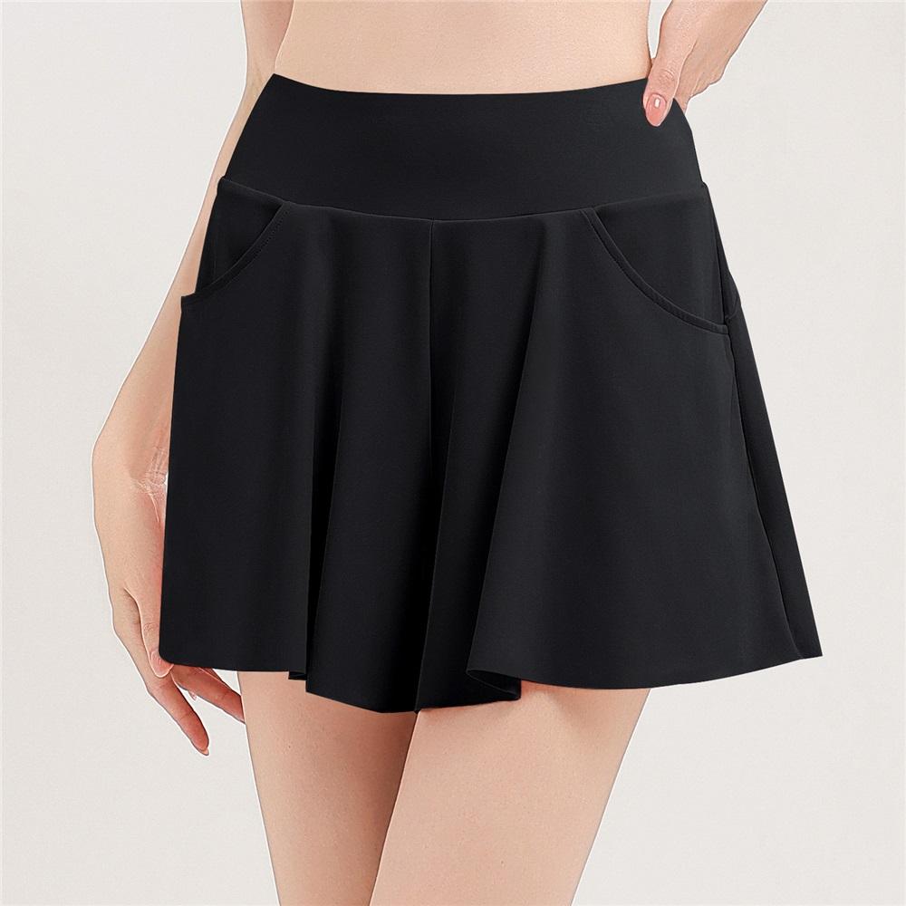 

Быстросохнущая Дышащая Спортивная Мини-юбка с Карманами, с Защитой от Бликов, с Высокой Посадкой, Плиссированная Юбка для Йоги, Фрисби, Бадминтона, Тенниса L чёрный