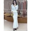 Elegant French-Style V-Neck Slim Fit Fishtail Knit Dress