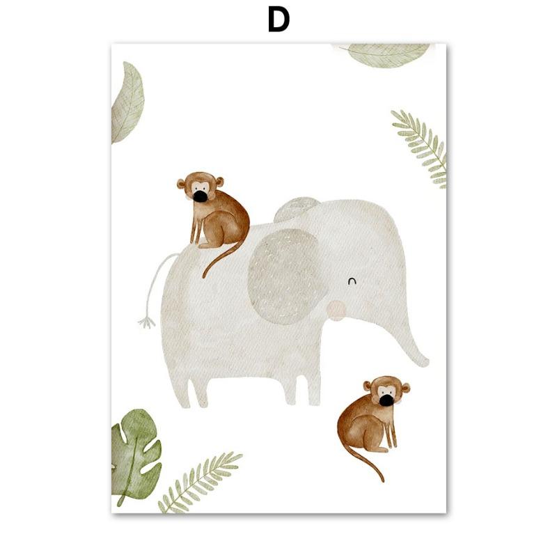 Boho Bear Elephant Rabbit Monkey Balloon Wall Art Canvas Painting Nordic Posters And Prints Wall Pictures Baby Kids Room Decor