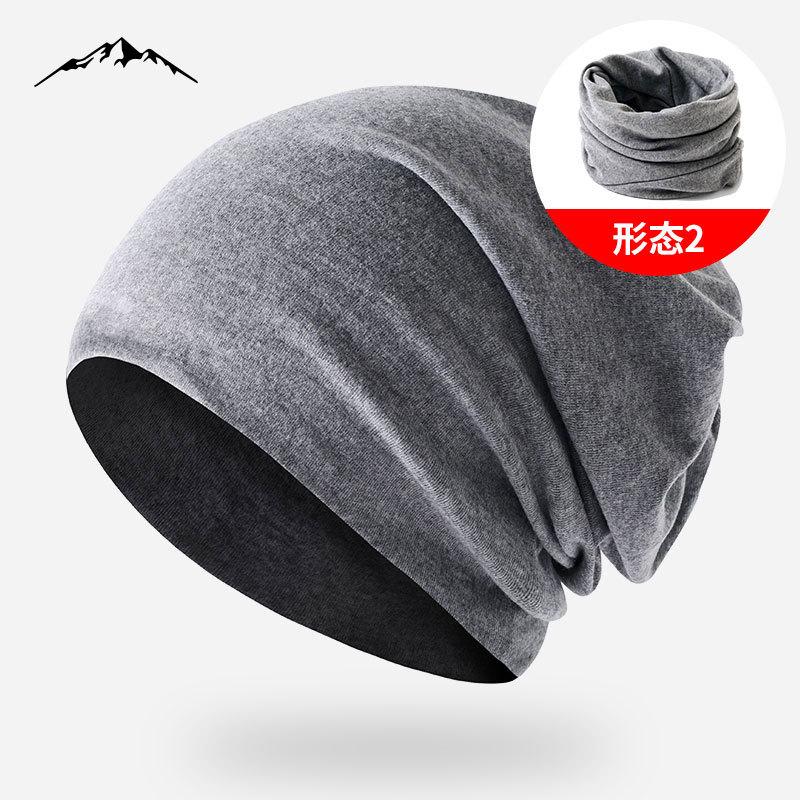 

Autumn and winter cotton bare body stacking hat outdoor versatile scarf pullover hat warm and comfortable confinement twist hat One Size темно серый