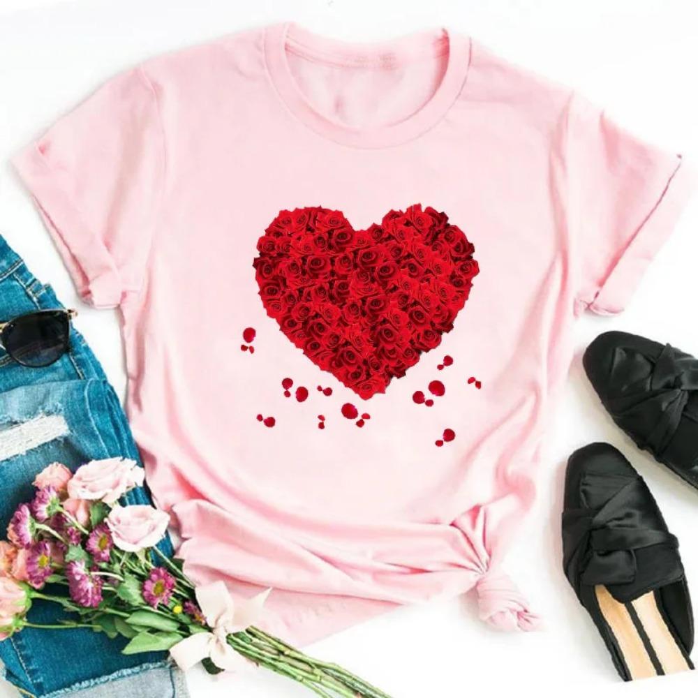 Neues Fahrrad Blume Liebe Retro Locker Einfach Süß Halbarm Kurzarm T-Shirt Damen Sommer Mode Polyester Stoff