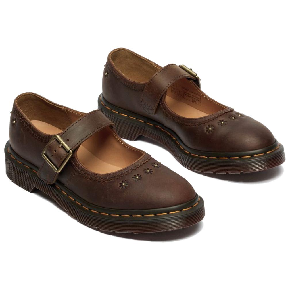 Dr. Martens Originals Comfortable Simple Chunky Heel Mary Jane Shoes Women shoes Brown 42391200