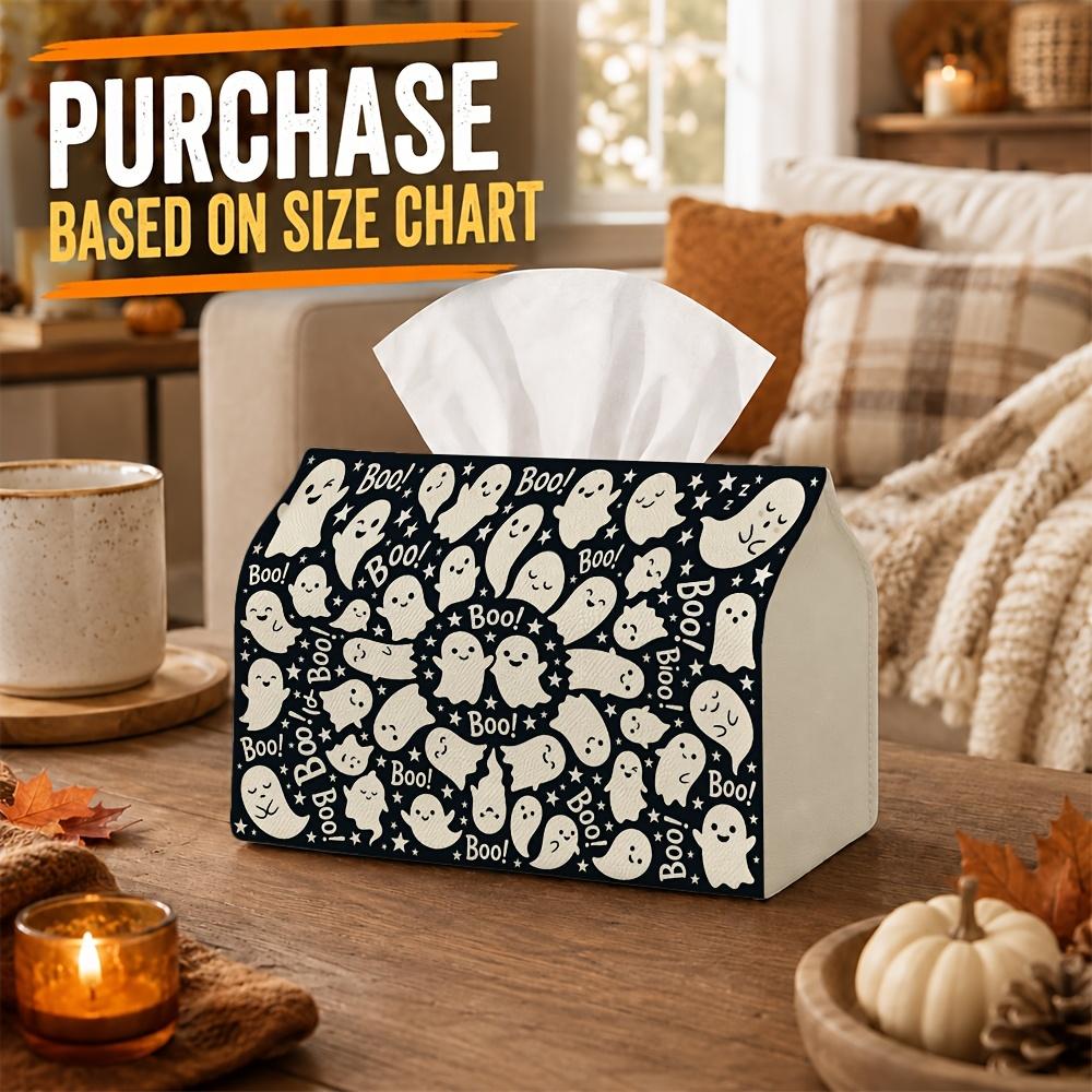 1pc Abstract Spooky Halloween Tissue Box - Ghost Figure Composition, Durable Napkin Organizer for Car, Kitchen, Dining, Home Decor - Decorative Tablet