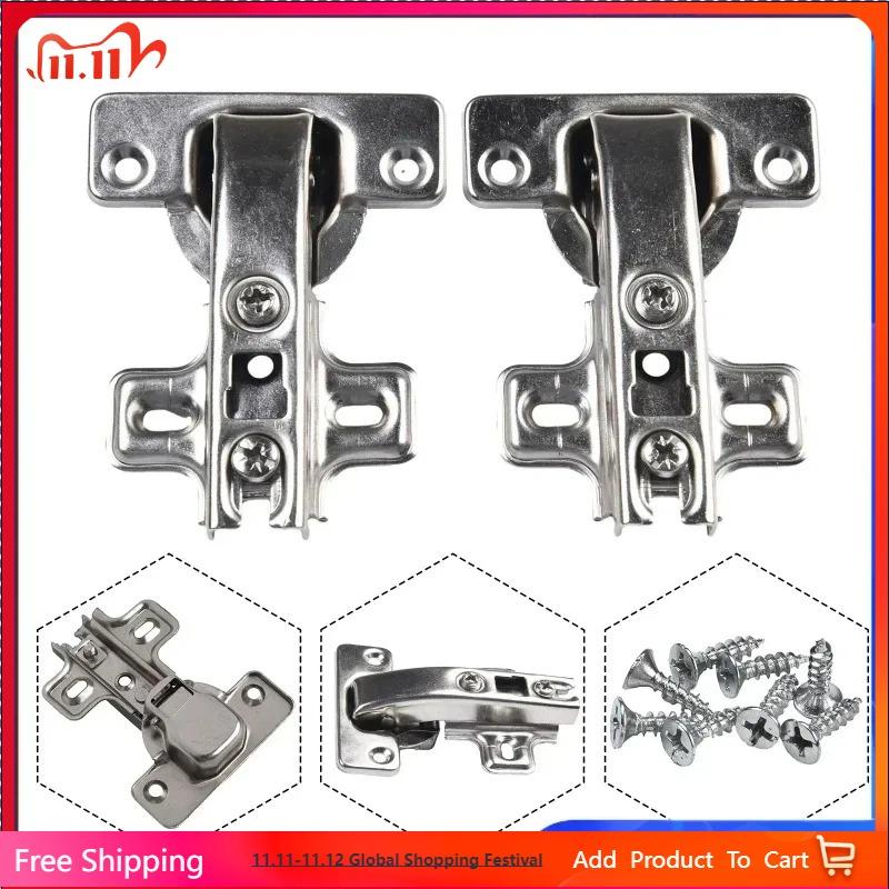 2Pcs Cabinet Hinges Steel Hydraulic Door Hinge Damper Buffer Soft Closing for Kitchen Cupboard Furniture Furniture