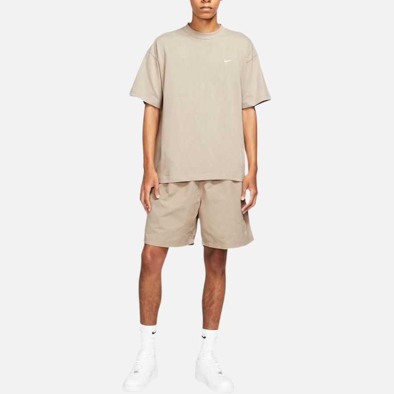 Nike Solid Color Crew Neck Pullover Short Sleeve T-Shirt Men Tops Beige CV0559-245