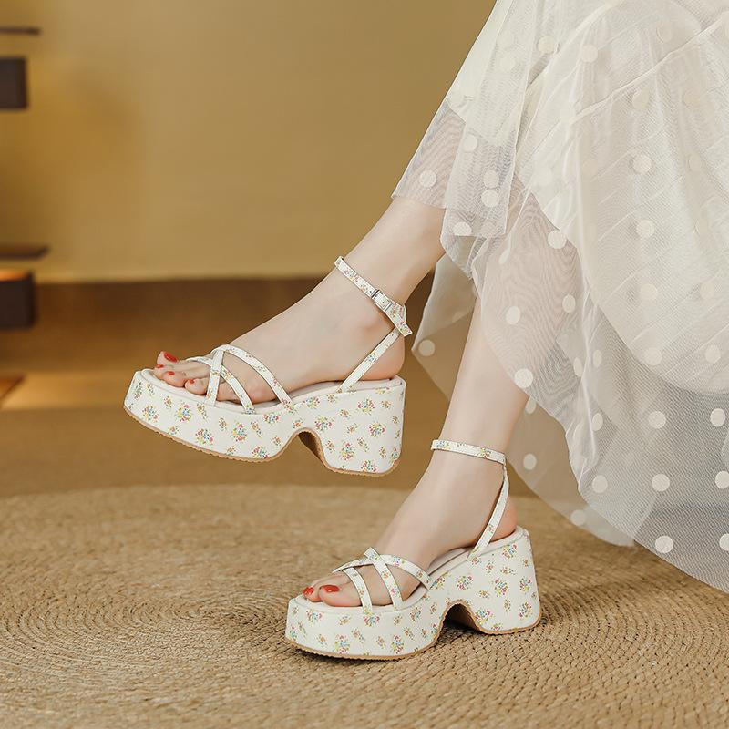 Modische Keilsandalen mit dicker Sohle für Damen Sommer süße Schnalle mit wasserdichter Plateausohle, Römische Sandalen für Damen