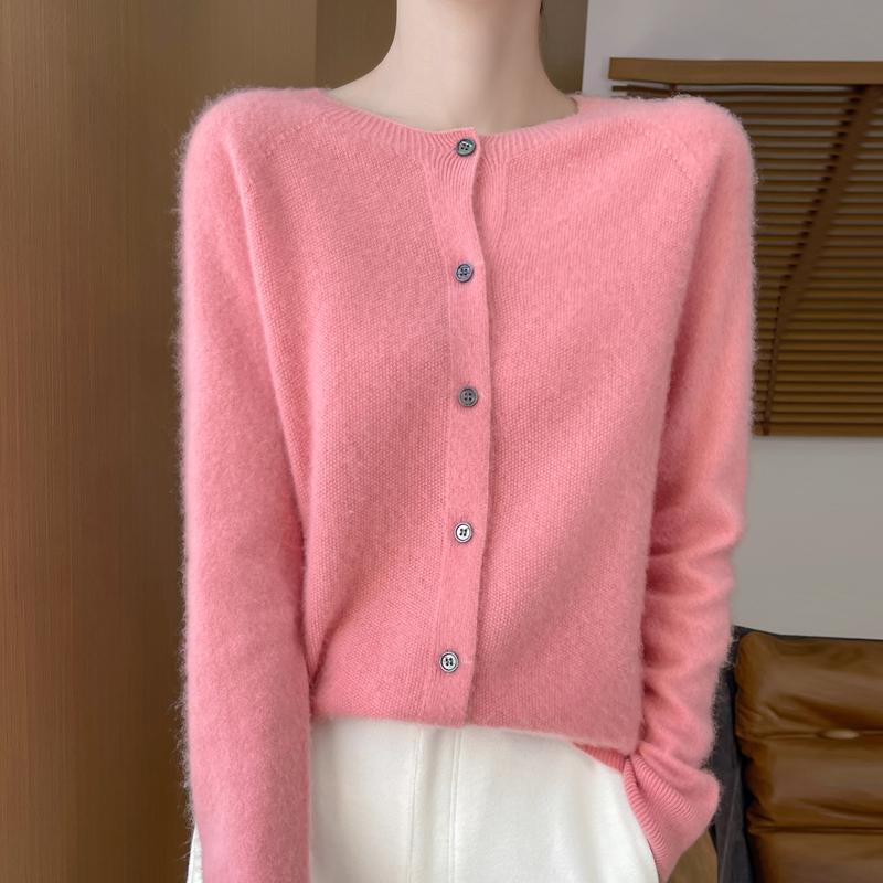 Qinghe Cashmere Women's 30% Cashmere Cardigan - Soft & Warm Wool Blend Sweater