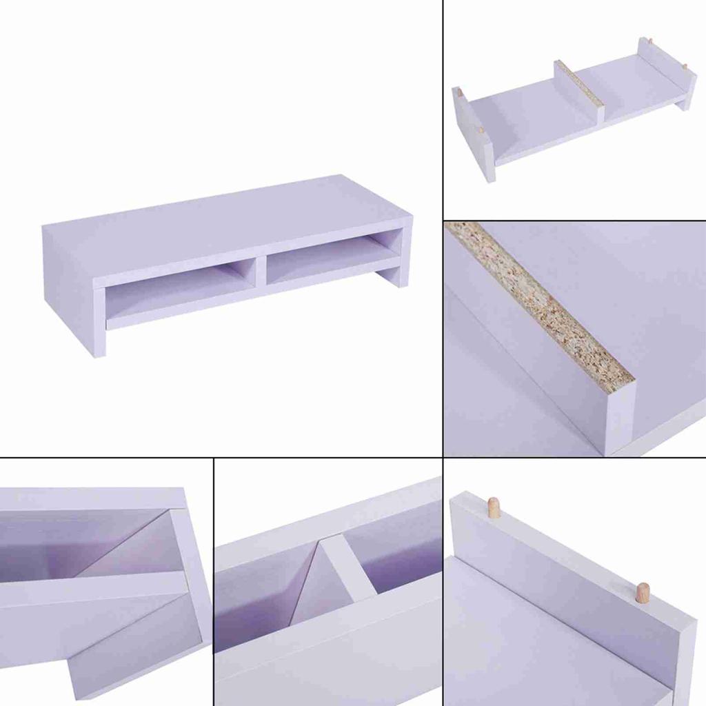 Desktop Monitor Stand LCD TV Laptop Rack Computer Screen Riser Shelf Office Desk Purplish White