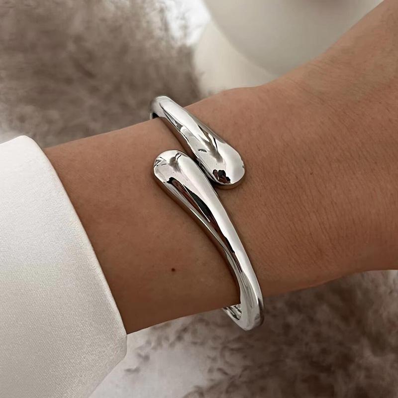 3 Styles Punk Vintage Wide Cuff Bangles Hip Hop Gold Silver Geometric Metal Spring Chunky Bangle Women Bracelets Jewelry