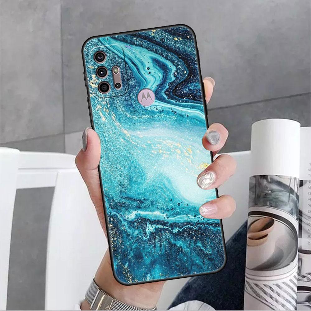 Hülle für Motorola G30 G60 Edge 20 G9 G22 G8 Power G31 G500 G50 30 Pro Schwarz Soft Phone Capas Granit Marmor