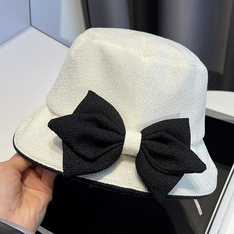 Elegant Color Matching Bow Fisherman's Hat Children's Spring and Summer New Sunshade Basin Hat