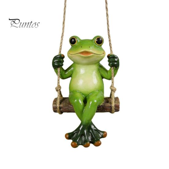 Langlebige Kunstharz-Dekoration Gartenschaukel Frosch-Statue, Hängendes Ornament, Skurrile Außenbaumskulptur Niedliche Figur für Veranda Hof Balkon