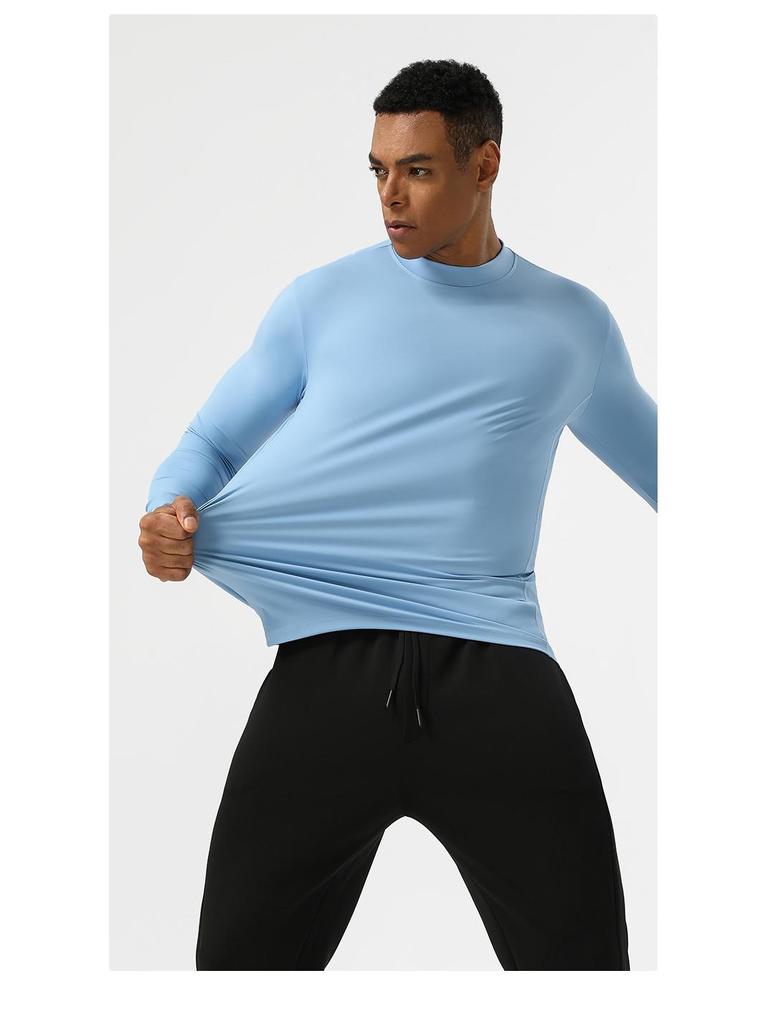 Men's Quick-Dry High-Elasticity Nylon Sports Tights - Long Sleeve, Breathable, for High-Intensity Training.