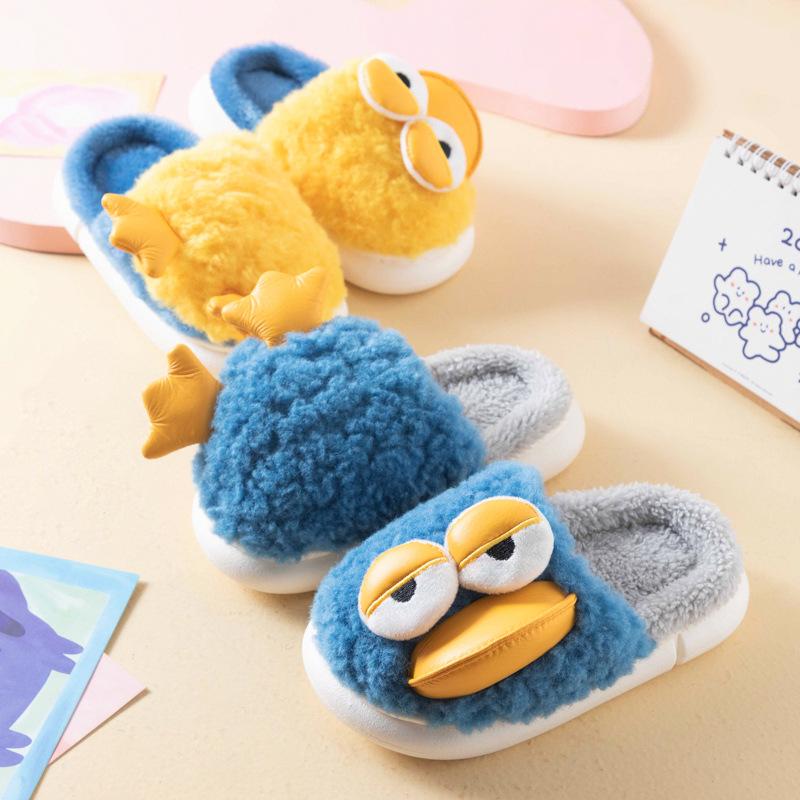 

Children s autumn and winter new children s cartoon lying flat duck cotton slippers girls outside wear indoor household non-slip 190 [inner length 14cm] жовтий