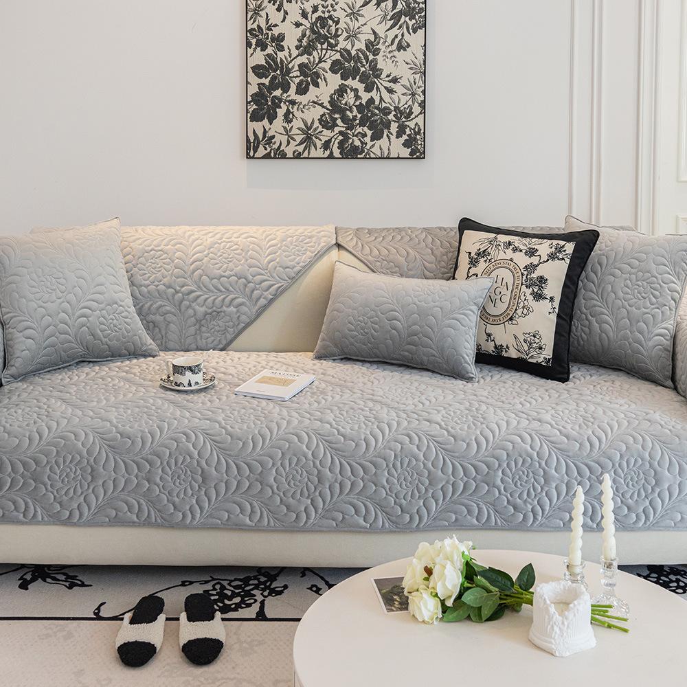 Cojín de Sofá de Terciopelo Cristal de Invierno Nuevo Estilo Crema Francés Claro Funda Funda Paño Cojín de Sofá de Cuero