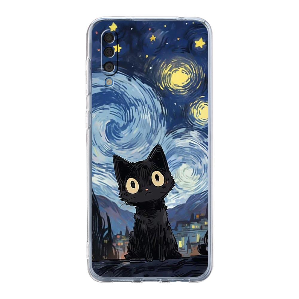 

Чехол Для Samsung A56 A36 A26 A16 A14 A12 A22 A32 5G A34 A42 A52 A54 A50 A70 A40 A20E A20S A04S A06 Крышка Кот Ван Гог Звездное Небо Samsung A20E
