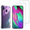 Shockproof Case for Samsung Galaxy A40 and 2 Tempered Glass Screen Protectors Phonillico®