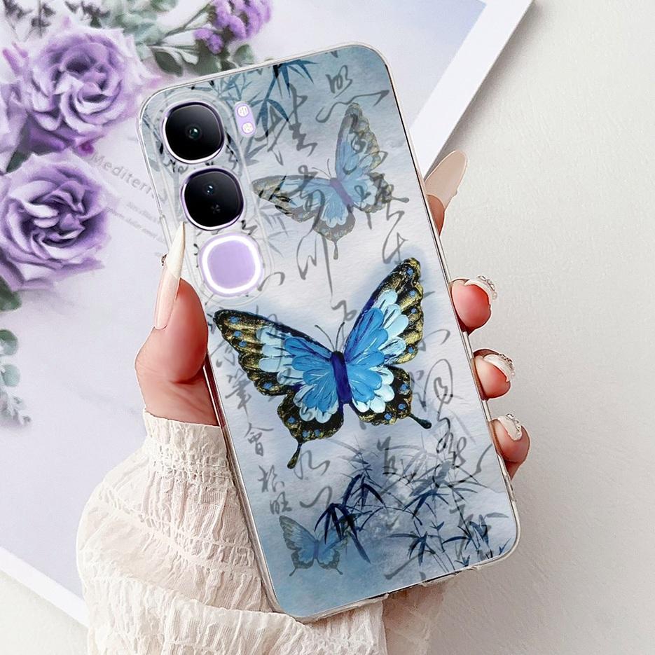 For Vivo Y200 5G Case Vivo V40 Lite Beautiful Butterfly Painted Cover Soft Slim Phone Case For Vivo Y300 Y 200 V40Lite 5G Bumper