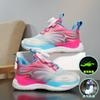 2025 New Girls' Basketball Shoes Mesh Breathable Lightweight Shock Absorption Children's Wave Shoes Rotary Buckle Boys' Sneakers