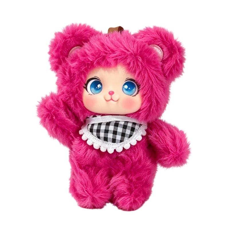 Porte-clés Charme de Sac Mignon avec Corps de Poupée Peluche, Lanière Boucle Suspendue et Détail Costume Animal Doux pour Clés et Sacs à Dos