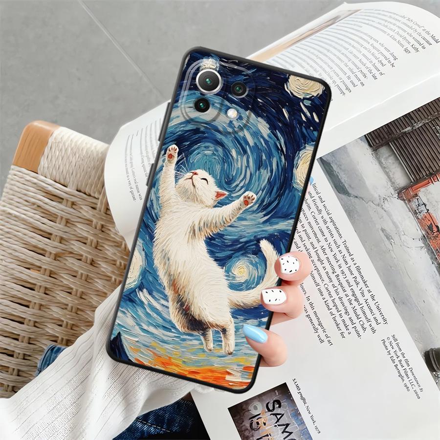 Cute Cartoon Cat Funda Phone Cover Case for Xiaomi Mi 10T 11T 12T Pro 12 11 12X 13 Lite 14