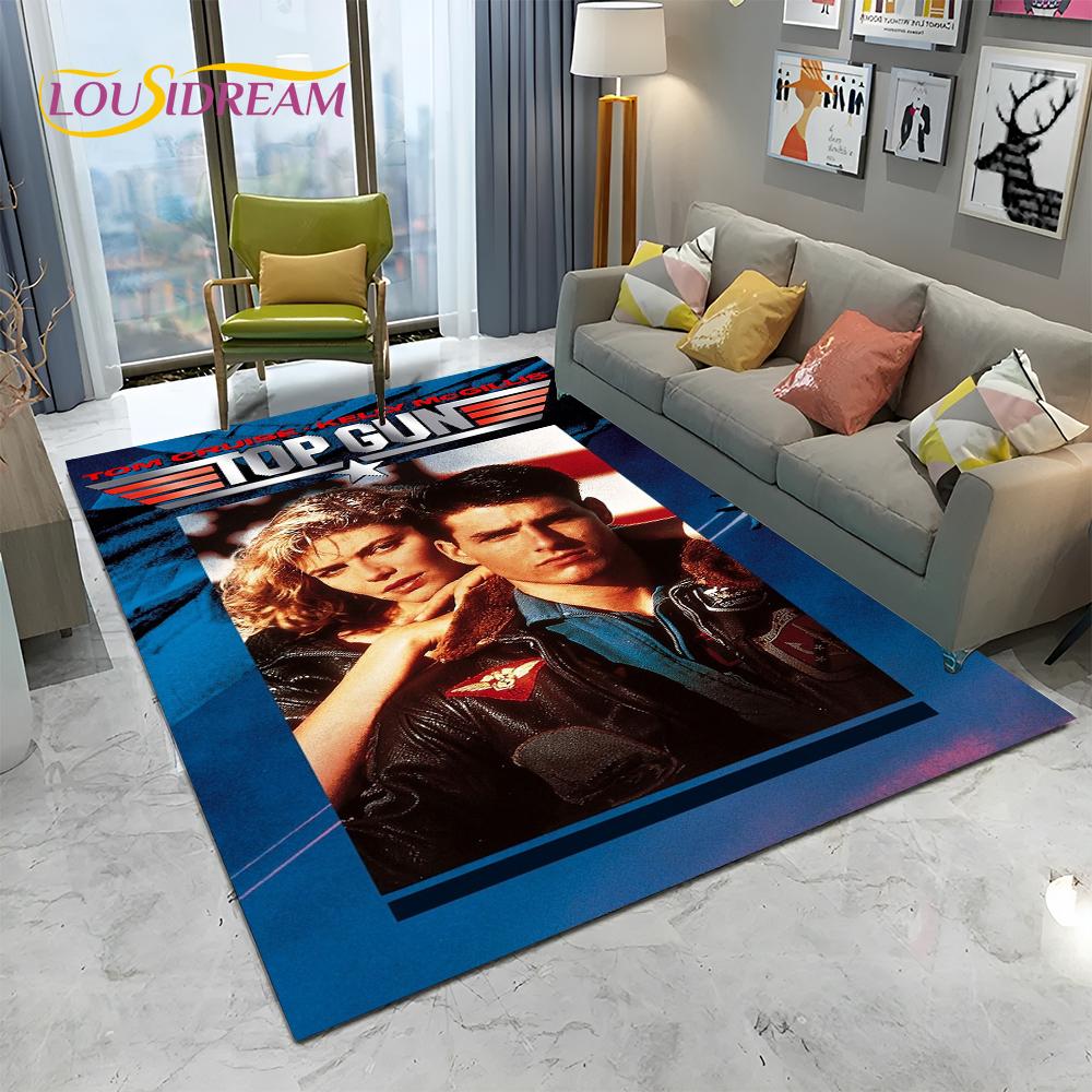 Classic Movie Top Gun Sign Tom Cruise Carpet Rug for Home Living Room Bedroom Sofa Doormat Decor,kid Area Rug Non-slip Floor Mat