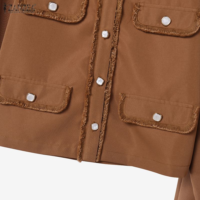 ZANZEA Damen Langarmbluse und Lange Röcke Lässige Zweiteiler Anzugsets