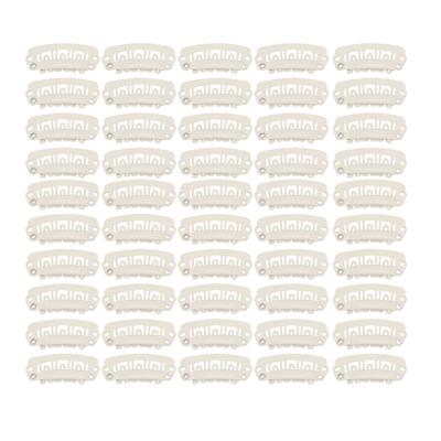 50pcs Wig Snap Clip 6 Teeth U Shape Snap Clips with Rubber for Hair Extension Beige