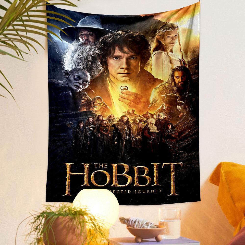 The Hobbit Tapestry Wall Hanging, An Unexpected Journey Movie Poster, Fantasy Wall Decor for Bedroom Living Room Dorm